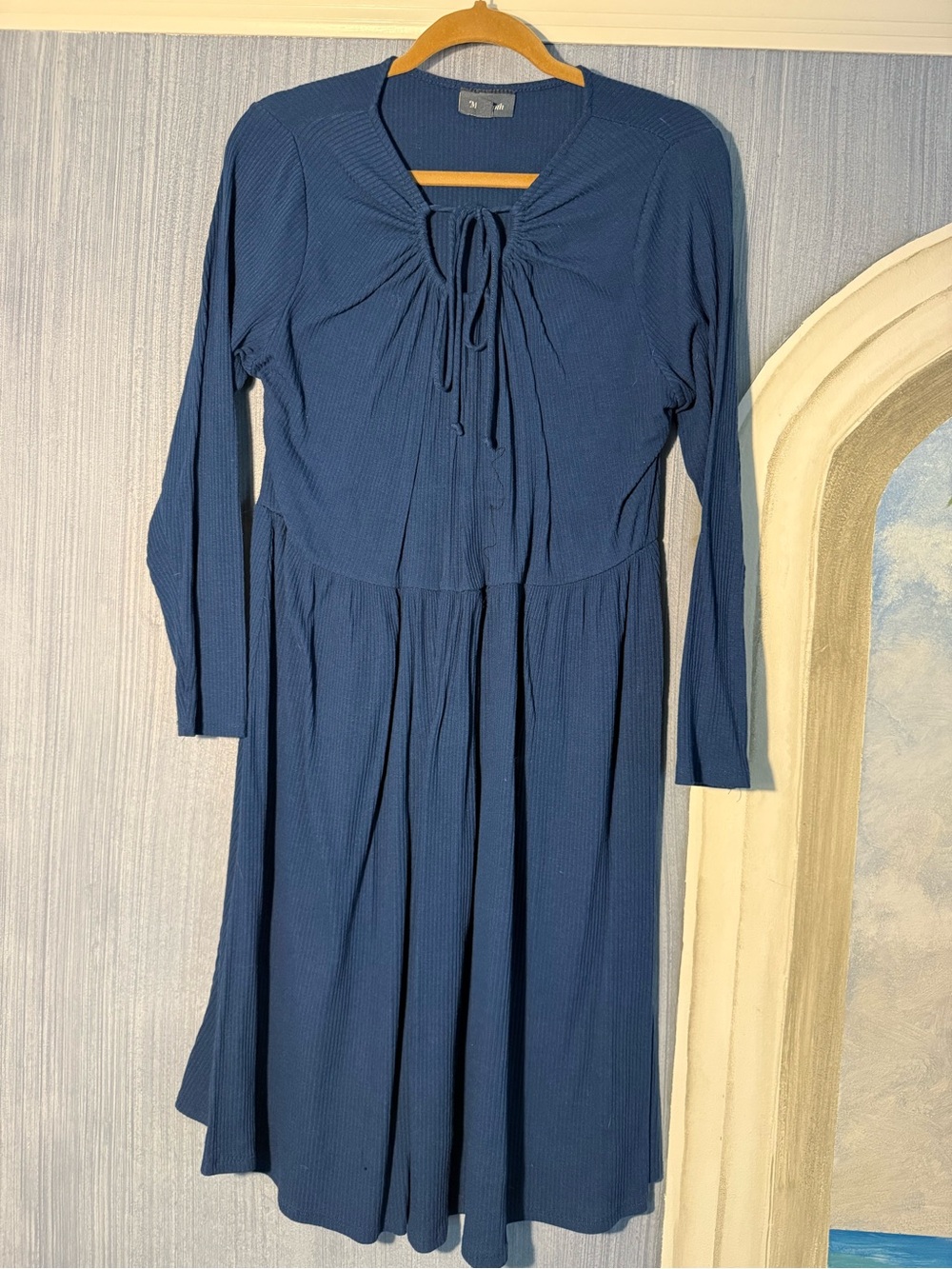 Modcloth Blue Keyhole tie neckline Midi Dress Size 1X Like New